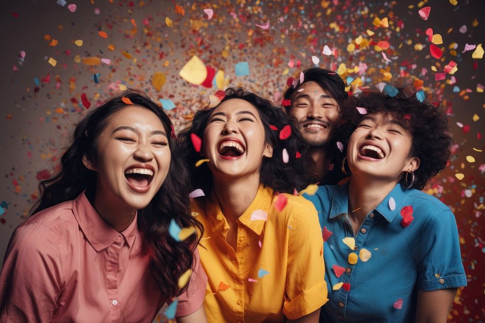 Celebration celebrating laughing confetti. AI generated Image by rawpixel.