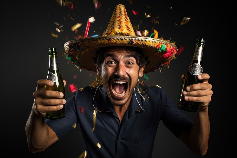 Mexican man gorgeous celebrating shouting party adult. AI generated Image by rawpixel.