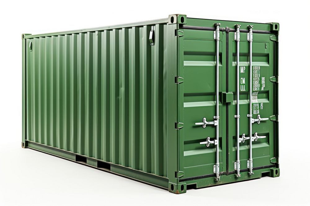 New green cargo container white background architecture delivering. AI generated Image by rawpixel.
