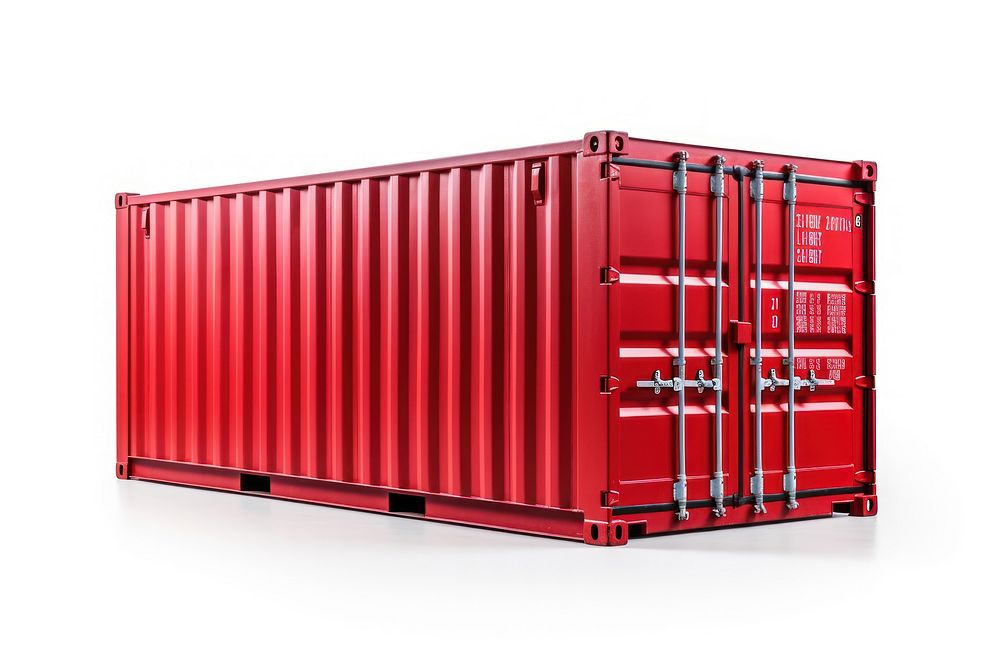 New red cargo container white background architecture delivering. AI generated Image by rawpixel.