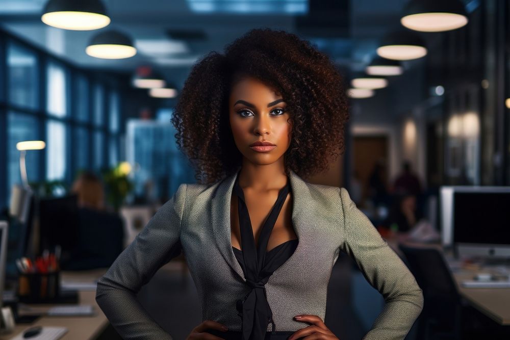 A black women office adult electronics. AI generated Image by rawpixel.