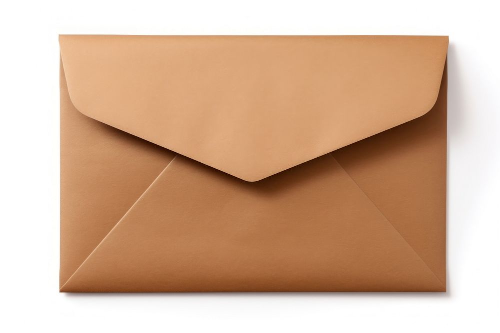 Brown envelope was open and had a note inside mail white background simplicity. AI generated Image by rawpixel.