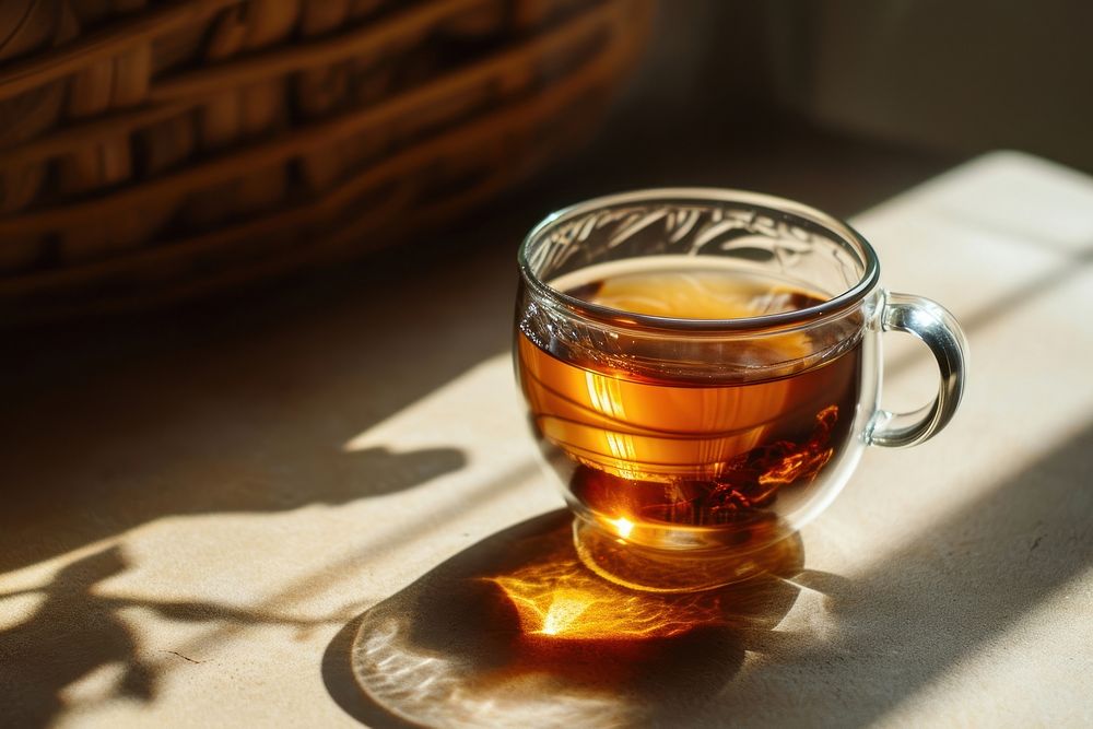 A clear cup of hot tea drink table mug. AI generated Image by rawpixel.