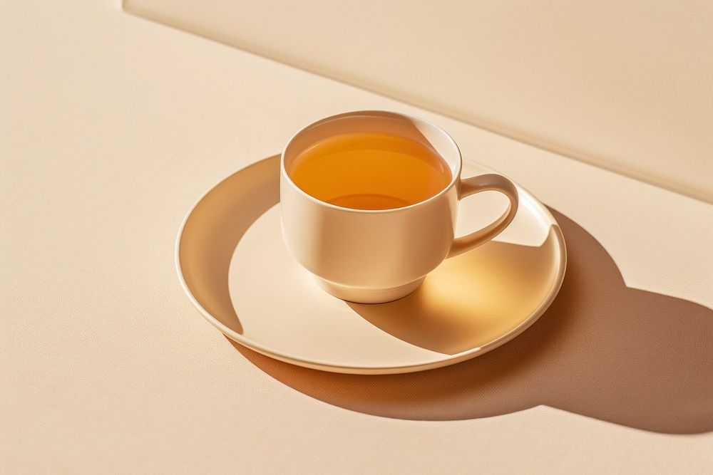 A clear cup of hot tea with cup plate saucer drink mug. AI generated Image by rawpixel.