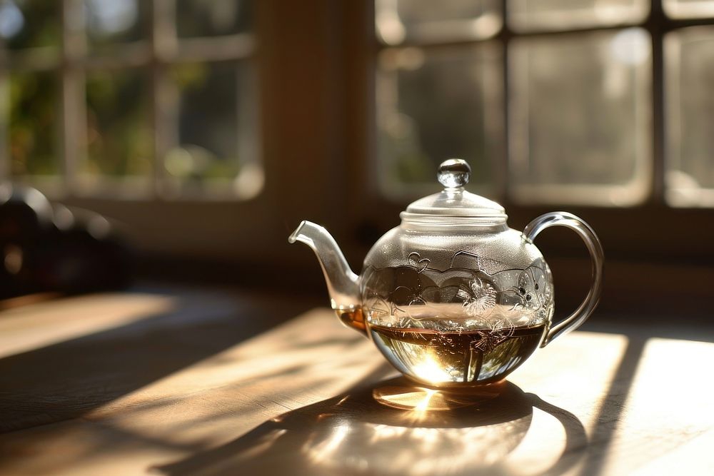 A clear tea pot teapot table drink. AI generated Image by rawpixel.