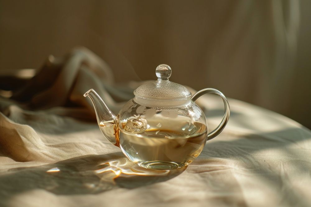 A clear tea pot teapot table refreshment. AI generated Image by rawpixel.