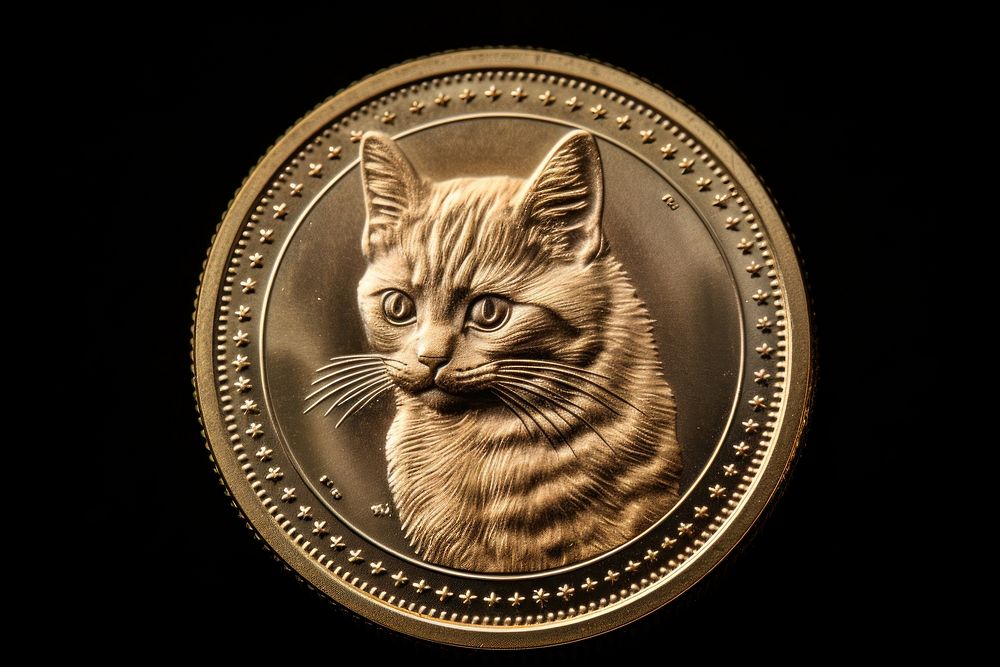 A coin of cat animal mammal bronze. AI generated Image by rawpixel.