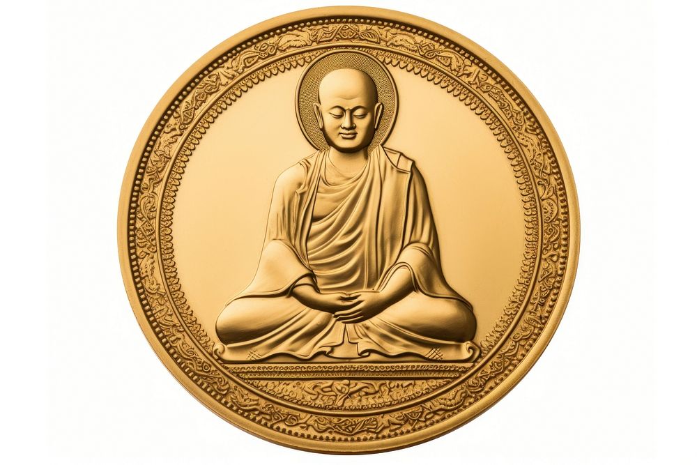 A coin of monk bronze gold representation. AI generated Image by rawpixel.