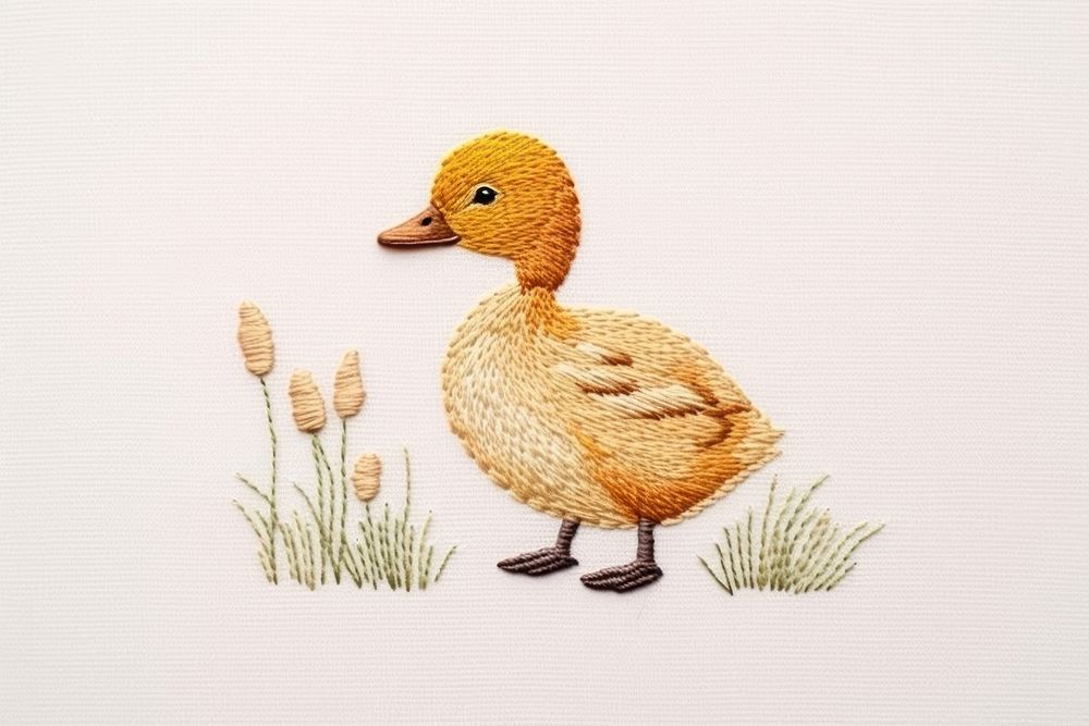 Duck embroidery textile pattern animal. AI generated Image by rawpixel.