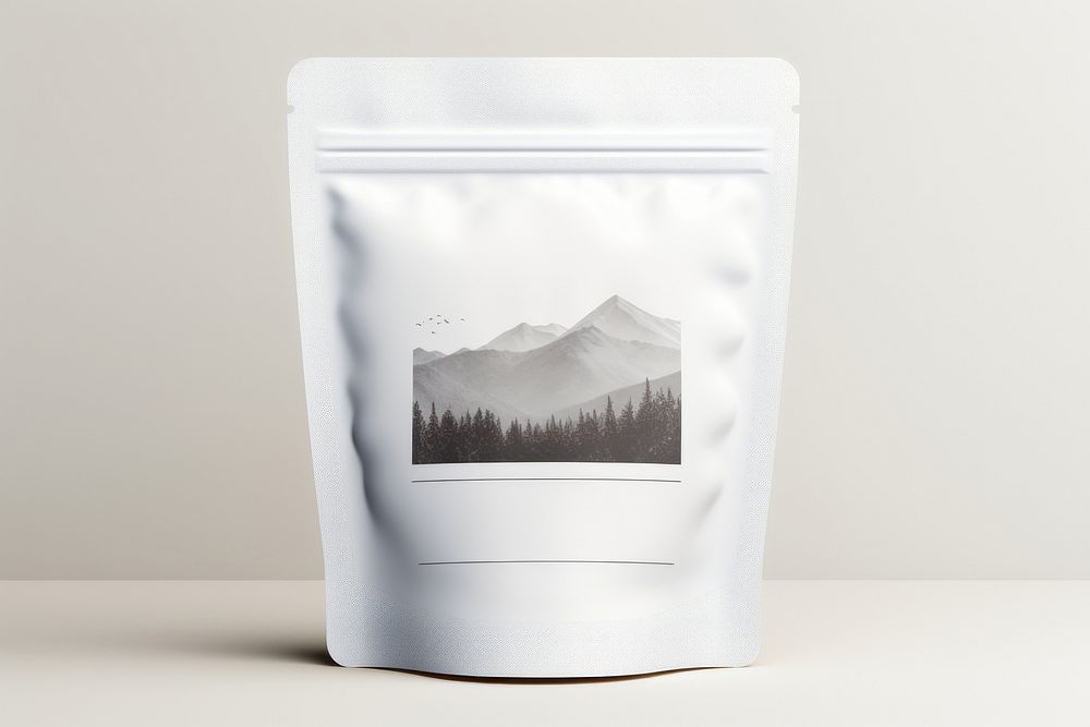 Espresso pouch coffee mountain white background landscape. AI generated Image by rawpixel.
