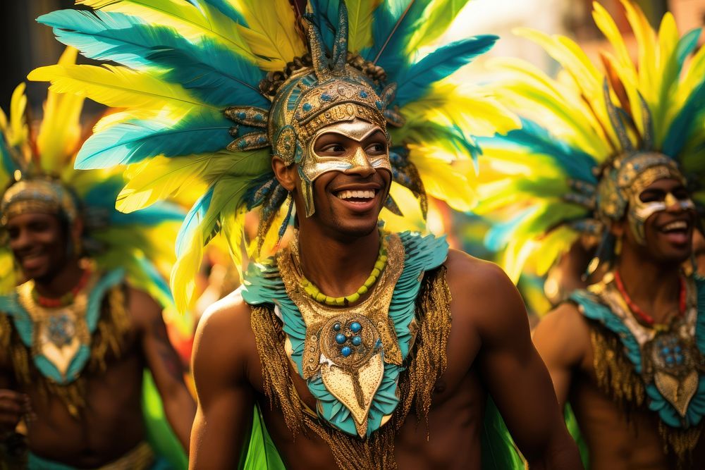 Hispanic group of Brazilian People carnival adult celebration. AI generated Image by rawpixel.
