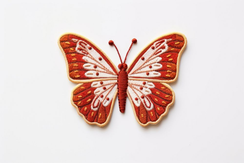 Butterfly embroidery pattern animal white background. AI generated Image by rawpixel.
