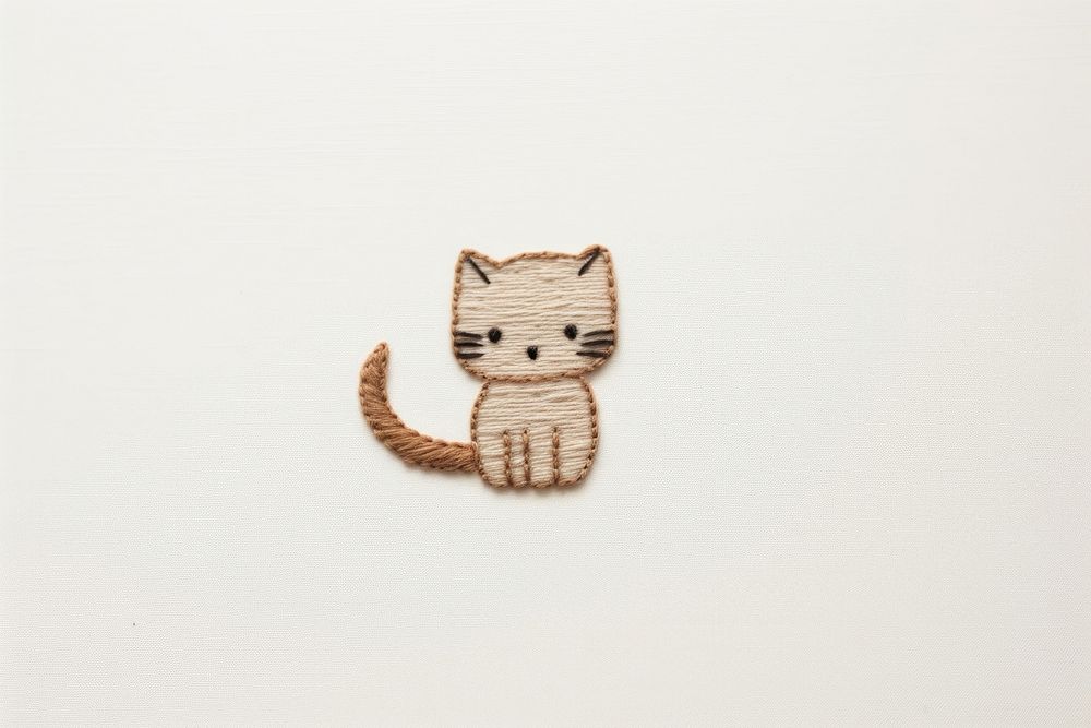 Minimal cat embroidery pattern textile animal. AI generated Image by rawpixel.