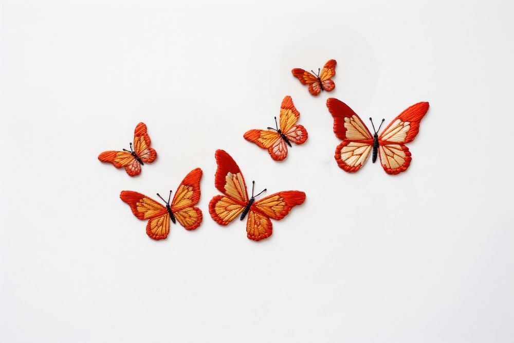 Butterfly flying embroidery animal insect petal. AI generated Image by rawpixel.