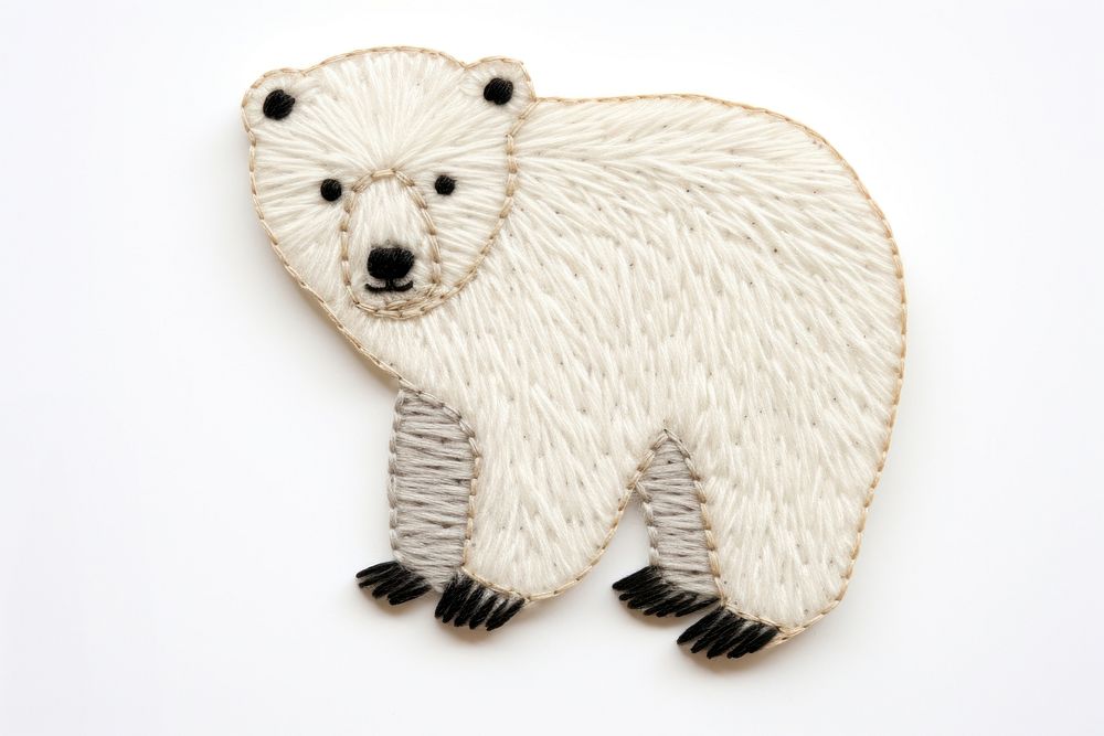 Polar bear embroidery textile pattern animal. AI generated Image by rawpixel.