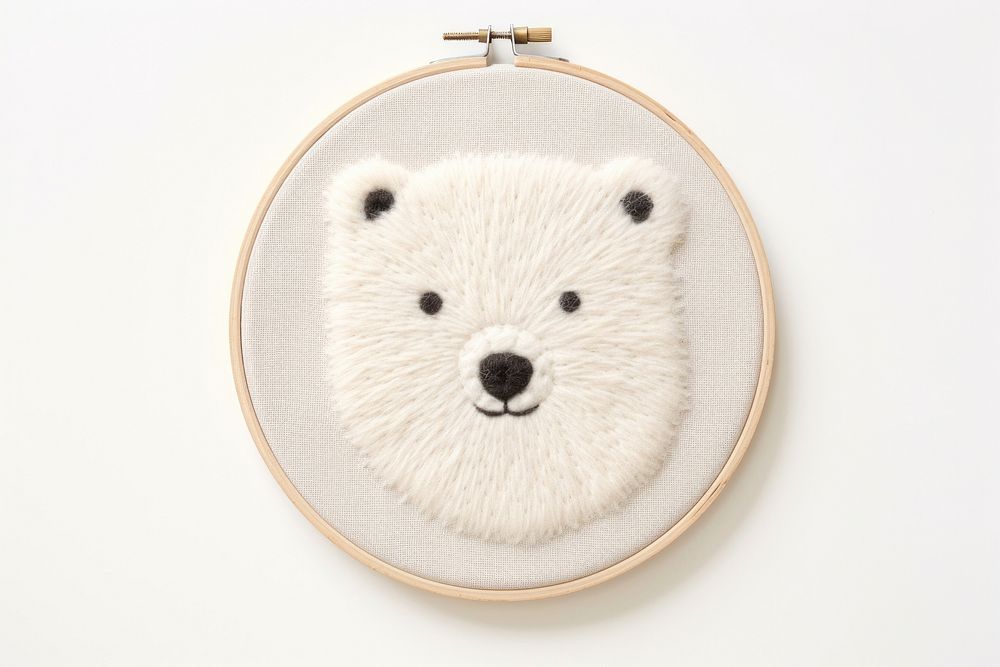 Polar bear embroidery pattern textile animal. AI generated Image by rawpixel.