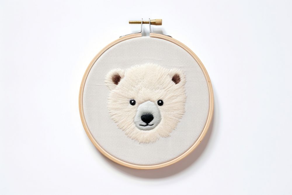 Polar bear embroidery textile pattern mammal. AI generated Image by rawpixel.