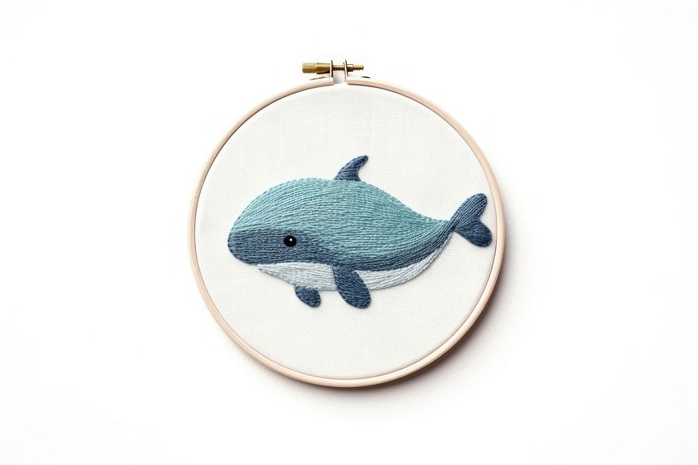 Whale embroidery pattern textile animal. AI generated Image by rawpixel.