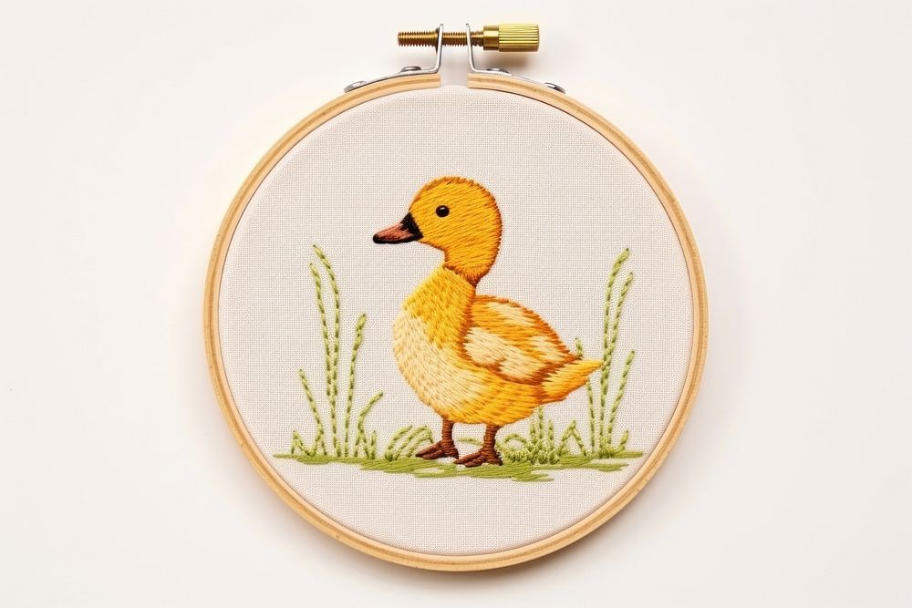 Duck embroidery textile pattern animal. AI generated Image by rawpixel.