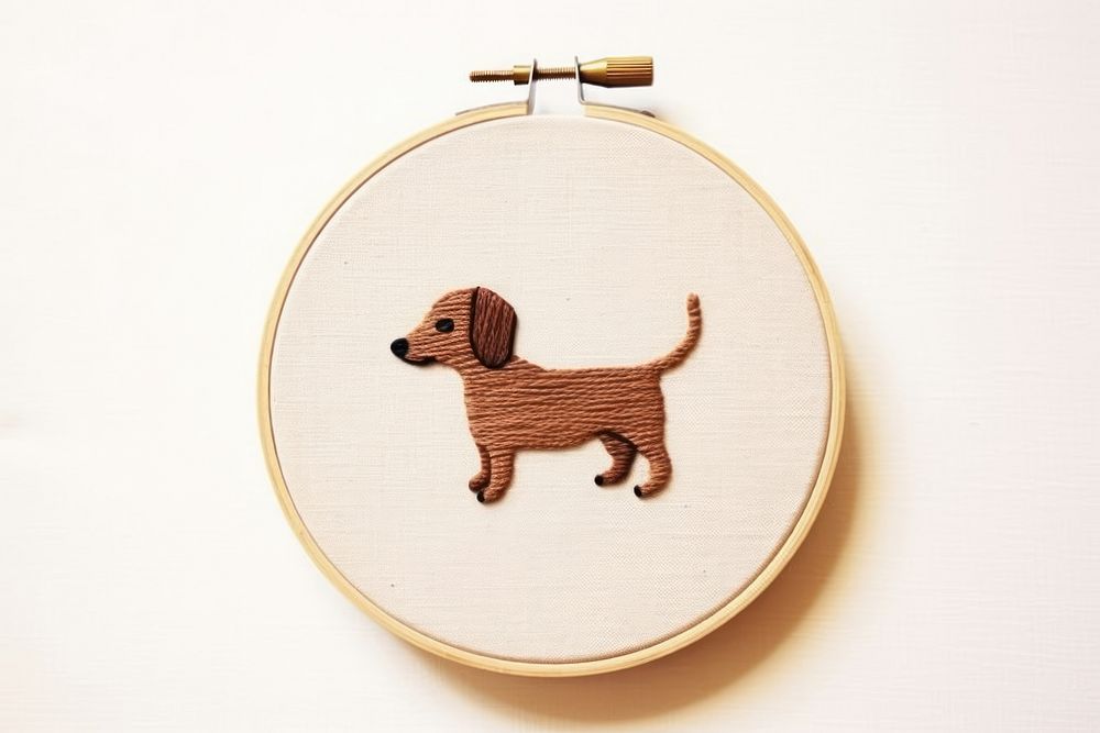 Dog walking pattern embroidery textile. AI generated Image by rawpixel.