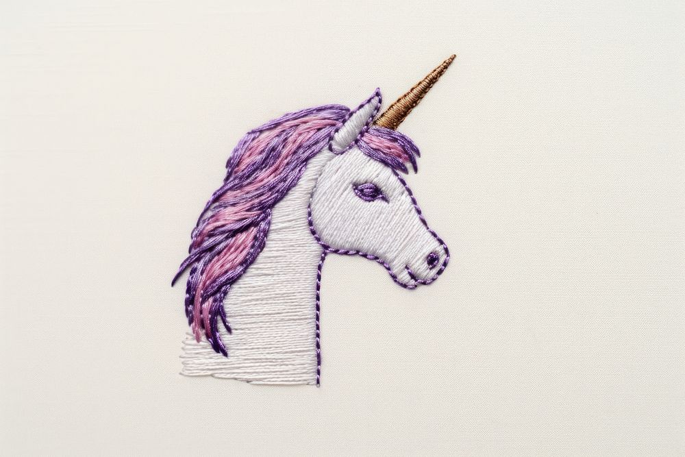 Unicorn head pattern embroidery drawing. AI generated Image by rawpixel.