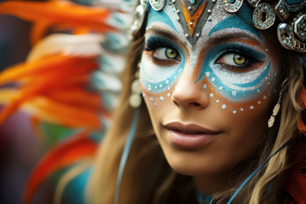 Brazilian People carnival portrait parade. AI generated Image by rawpixel.