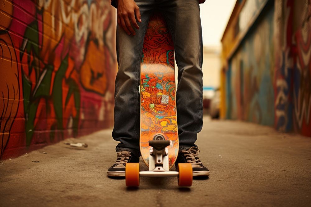 Latino man skateboard adult city. AI generated Image by rawpixel.