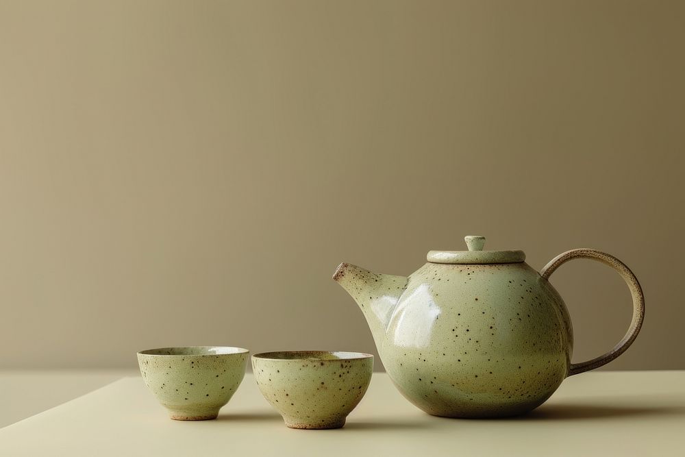 Japanese green tea product porcelain pottery teapot. AI generated Image by rawpixel.