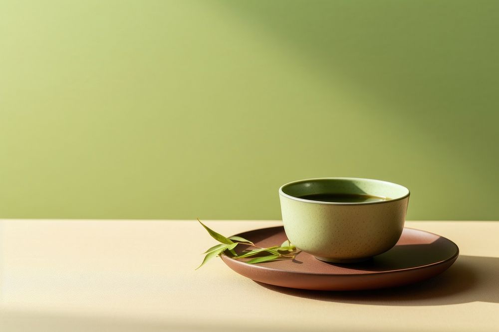 Japanese green tea product saucer coffee drink. AI generated Image by rawpixel.