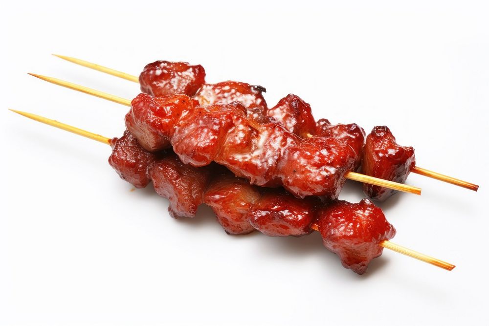 Photo of meat and skewer food white background arrosticini. AI generated Image by rawpixel.