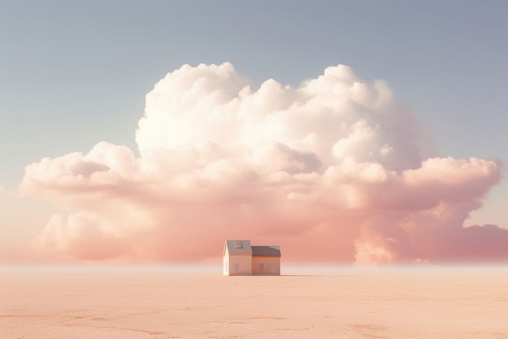 Scenery a house in the sand with cloud landscape outdoors horizon. AI generated Image by rawpixel.