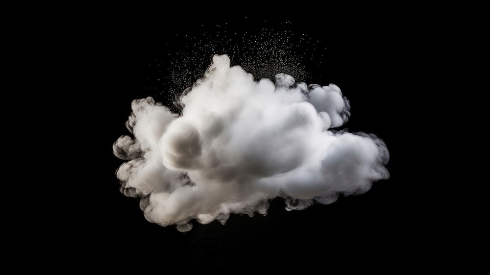 Small white cloud fog smoke sky black background. AI generated Image by rawpixel.