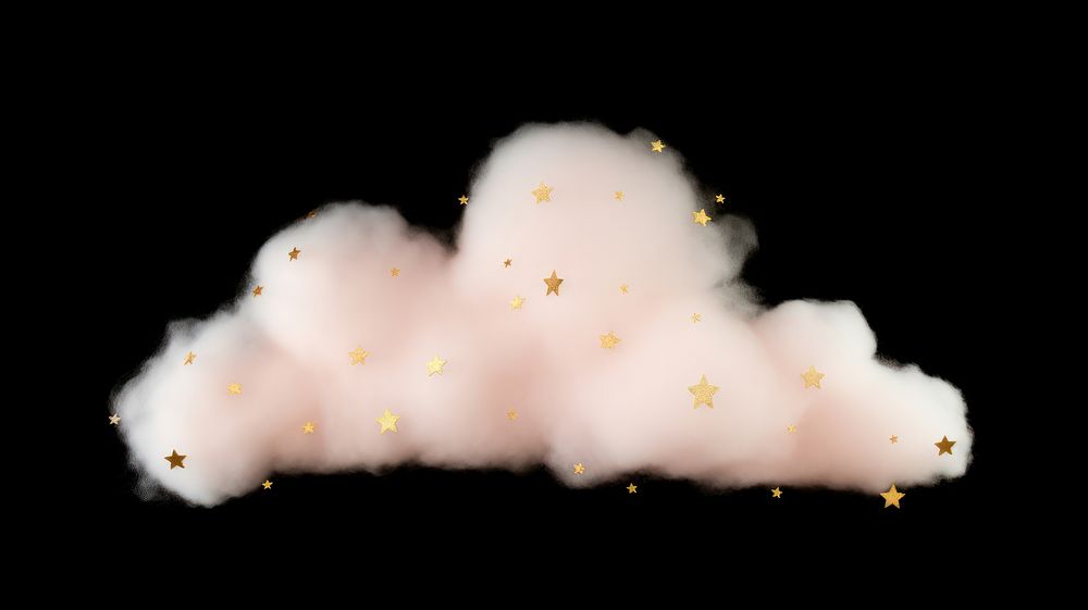 Small pastel light beige cloud fog star sky black background. AI generated Image by rawpixel.