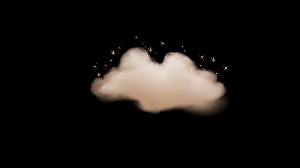 Small pastel light beige cloud fog sky black background illuminated. AI generated Image by rawpixel.