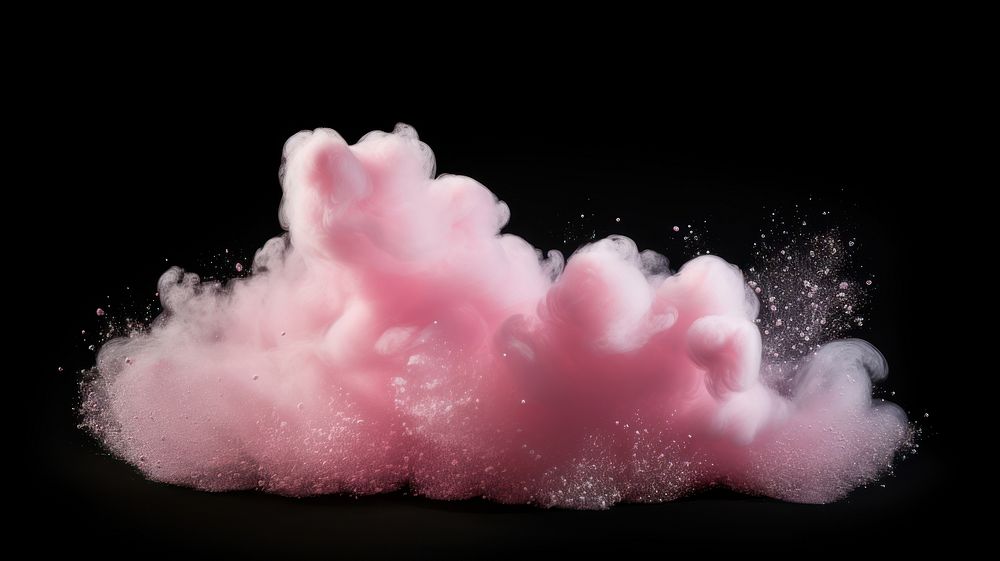 Small pink cloud black background fragility exploding. AI generated Image by rawpixel.