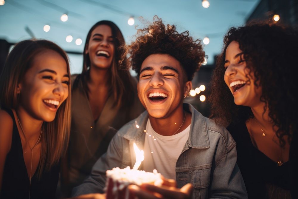 Latinx young people party fun laughing. AI generated Image by rawpixel.