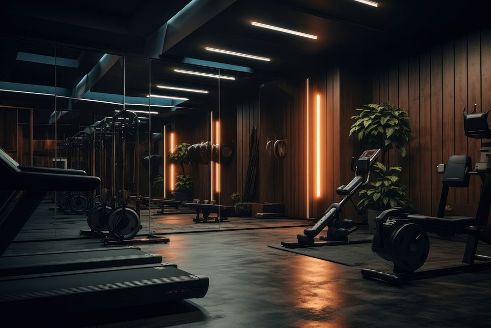 Modern gym room sports bodybuilding architecture. AI generated Image by rawpixel.