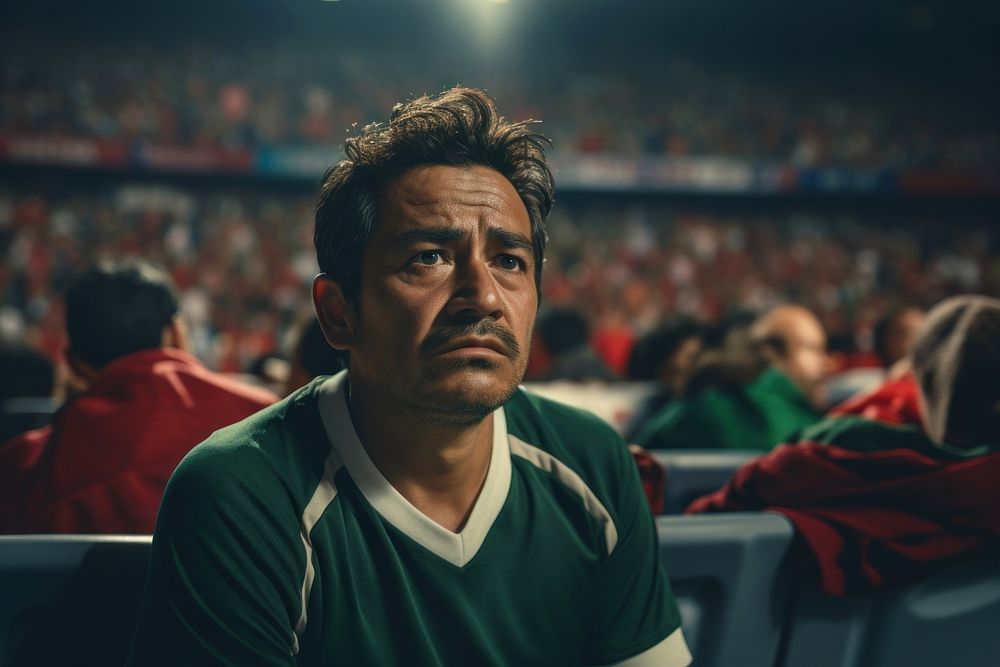 Mexican man sad at football game in stadium portrait sports adult. AI generated Image by rawpixel.