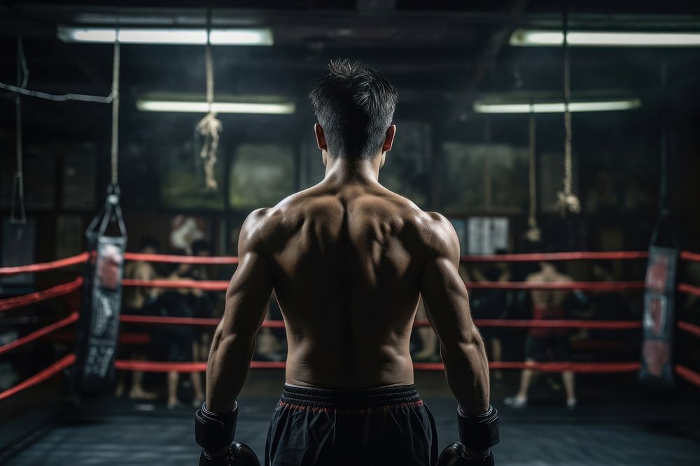 Muay Thai class back punching boxing. AI generated Image by rawpixel.