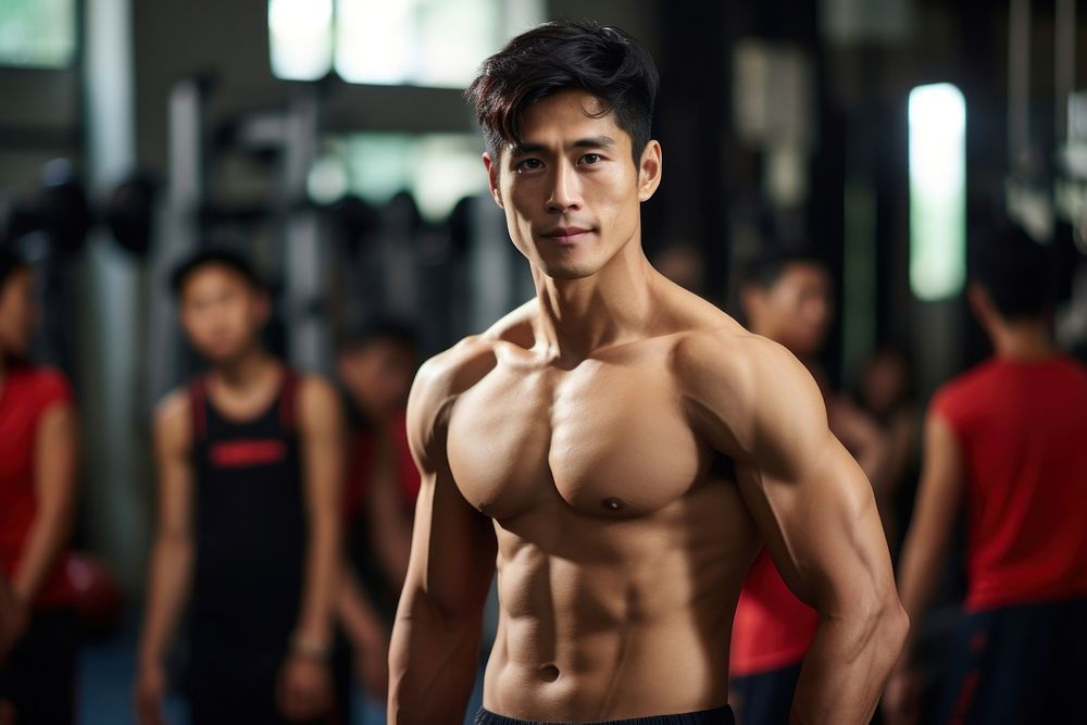 Muay Thai class man adult gym determination. AI generated Image by rawpixel.