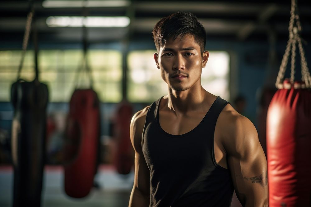 Muay Thai class man gym determination concentration. AI generated Image by rawpixel.