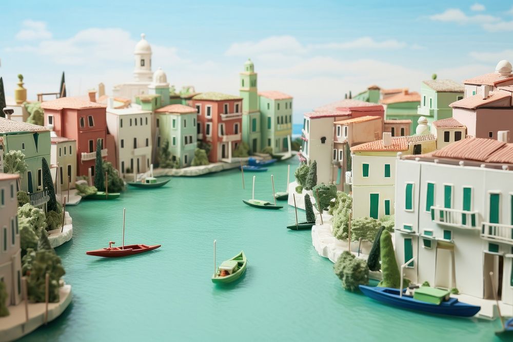 Simplified ocean view in Venice architecture waterfront building. AI generated Image by rawpixel.