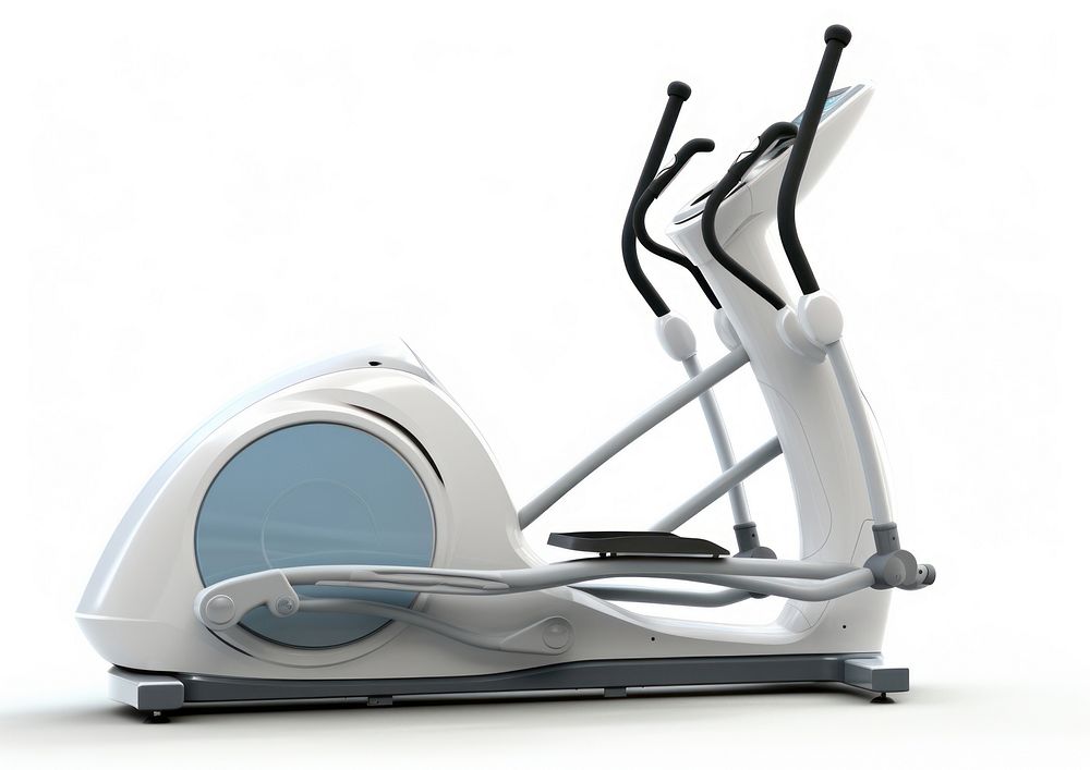 Elliptical sports gym white background. AI generated Image by rawpixel.