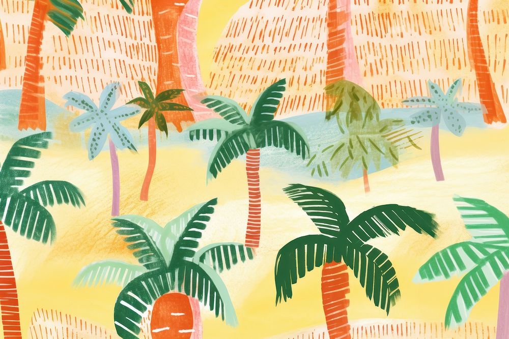 Palm tree pattern painting outdoors nature. AI generated Image by rawpixel.