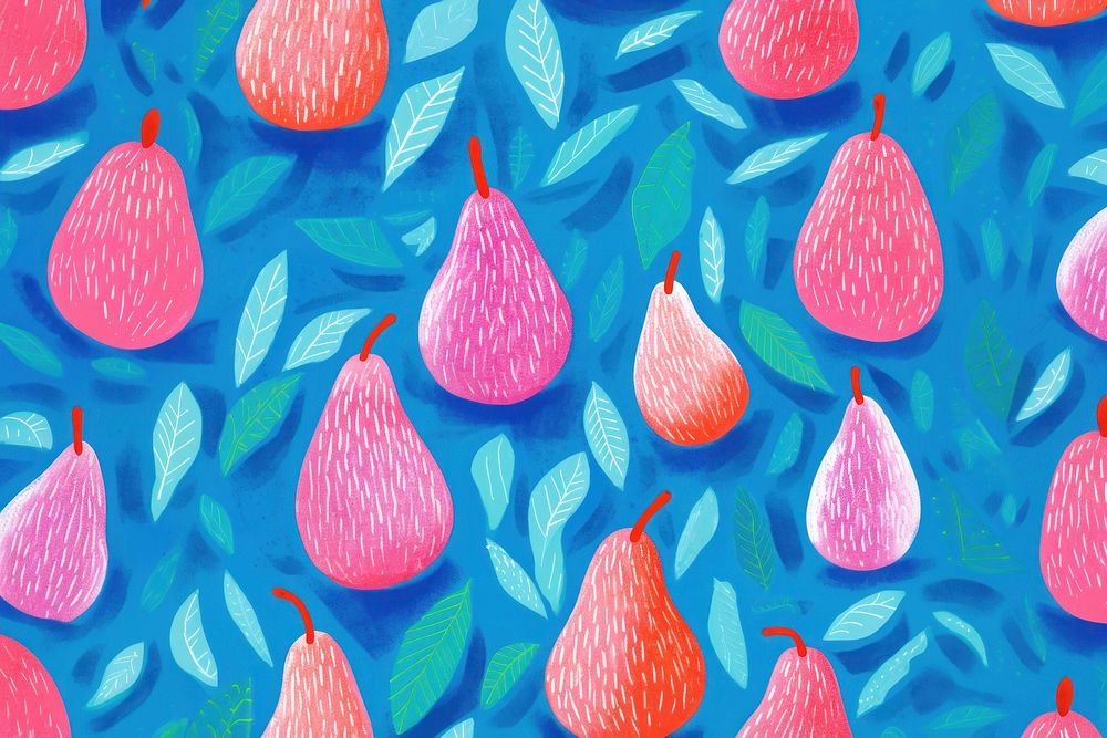 Pear pattern plant pink blue. AI generated Image by rawpixel.