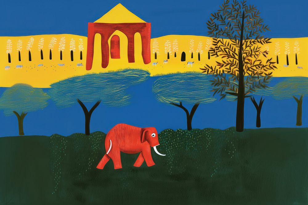 Elephant in India outdoors painting mammal. AI generated Image by rawpixel.