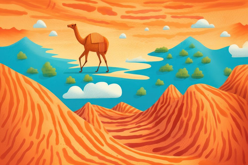 Camel in dune outdoors nature animal. AI generated Image by rawpixel.