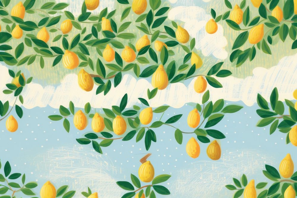 Lemon tree pattern painting plant fruit. AI generated Image by rawpixel.