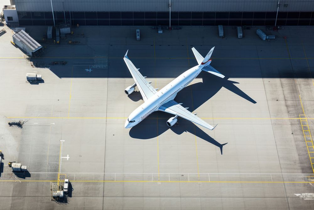 Airport terminal aircraft airplane airliner. AI generated Image by rawpixel.