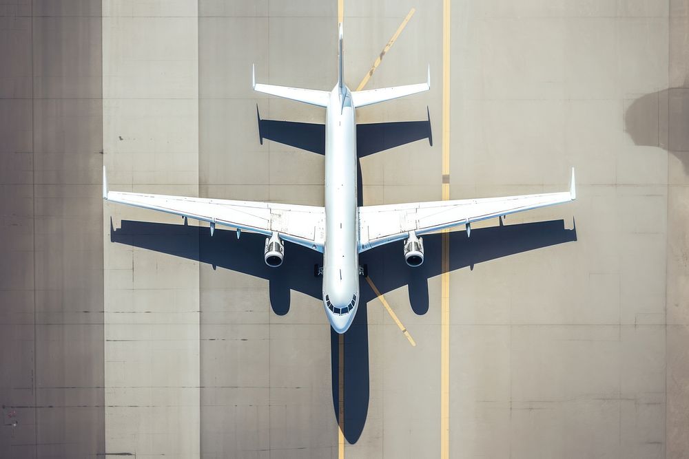 Above view of a passenger plane airplane aircraft airliner. AI generated Image by rawpixel.